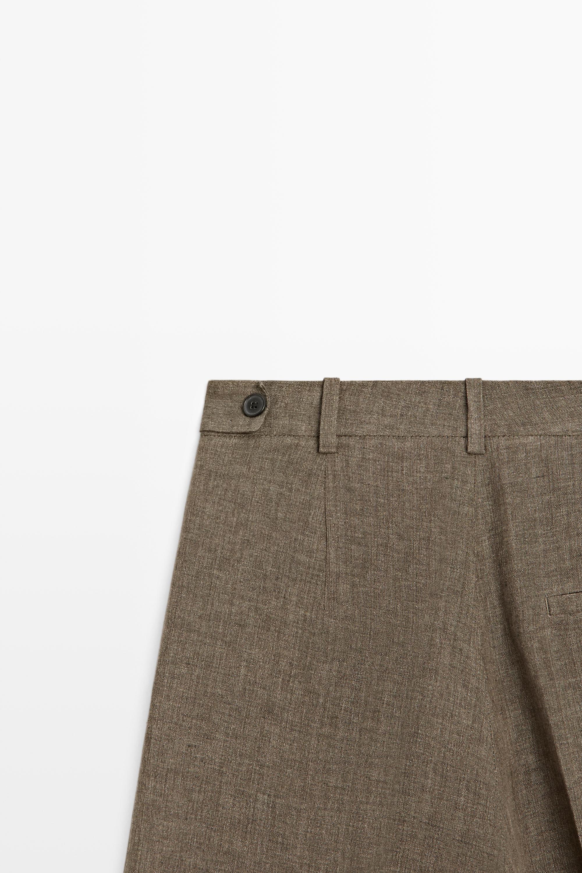 Flowing melange linen Bermuda shorts